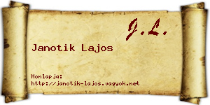 Janotik Lajos névjegykártya